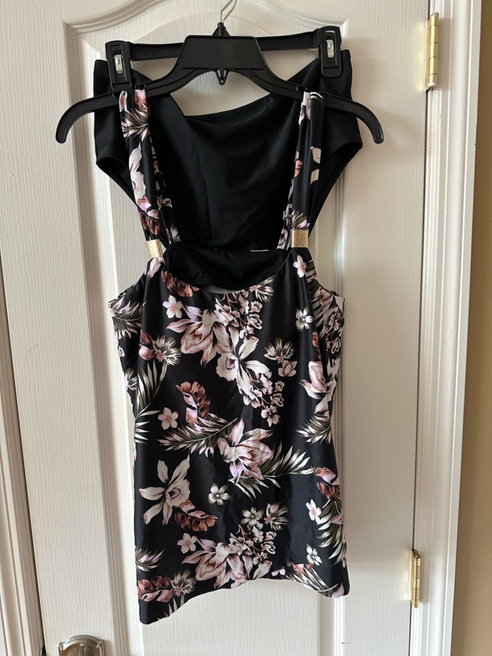 Floral Black & Pink bathing suit